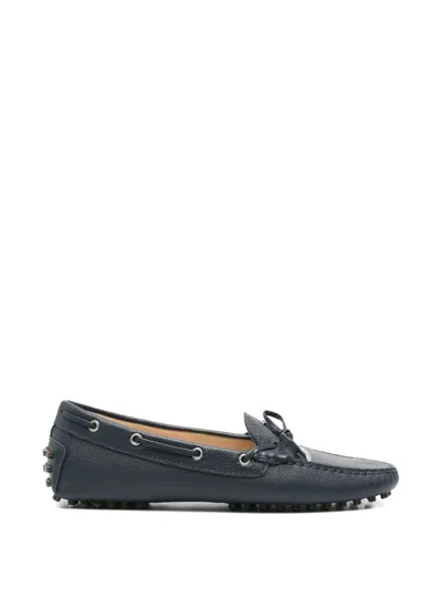 Sergio Moretti Firenze Bow-detail Pebbled Loafers In Blue