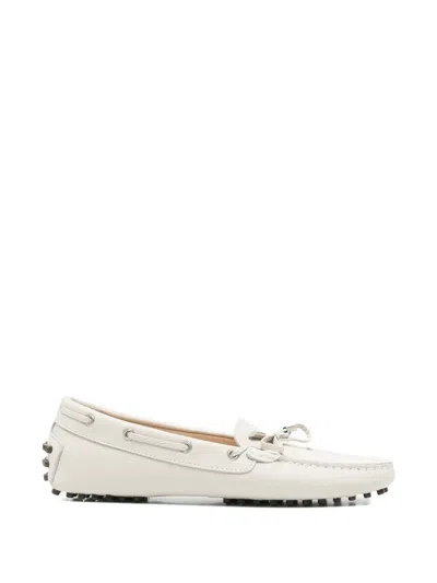 Sergio Moretti Firenze Bow-detail Pebbled Loafers In Neutral