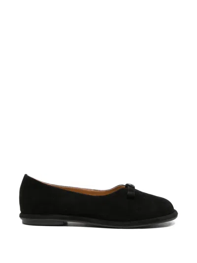 Sergio Moretti Firenze Bow-detail Suede Ballet Flats In Black