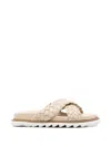 Sergio Moretti Firenze Braided Crossover-strap Mules In Neutral