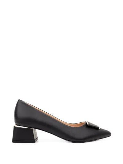 Sergio Moretti Firenze Buckle-detail Block-heel Pumps In Black