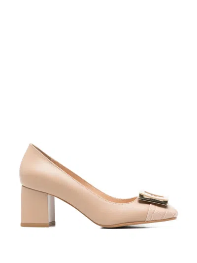 Sergio Moretti Firenze Buckle-detail Croc-effect Pumps In Neutral