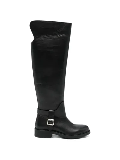 Sergio Moretti Firenze Buckle-detail Over-the-knee Boots In Black