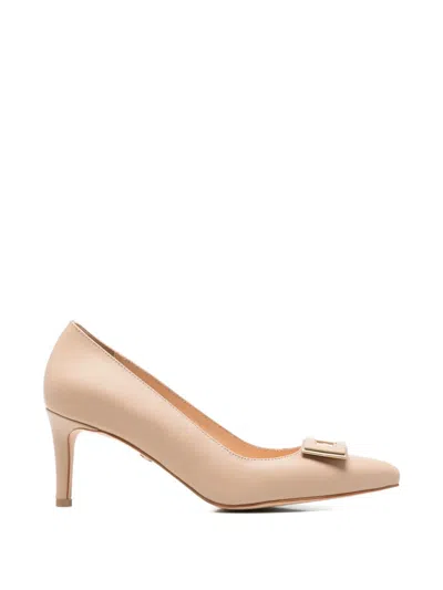 Sergio Moretti Firenze Buckle-detail Pointed-toe Pumps In Brown