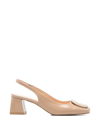 Sergio Moretti Firenze Buckle-detail Slingback Pumps In Brown