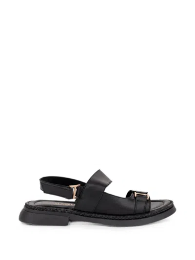 Sergio Moretti Firenze Buckle-detail Slingback Sandals In Black