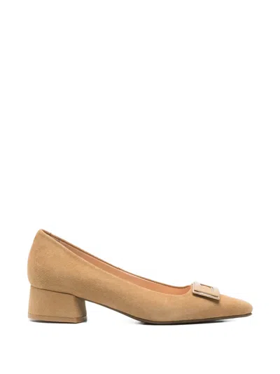 Sergio Moretti Firenze Buckle-detail Suede Pumps In Neutral