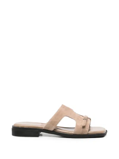 Sergio Moretti Firenze Buckle-detail Suede Sandals In Neutral