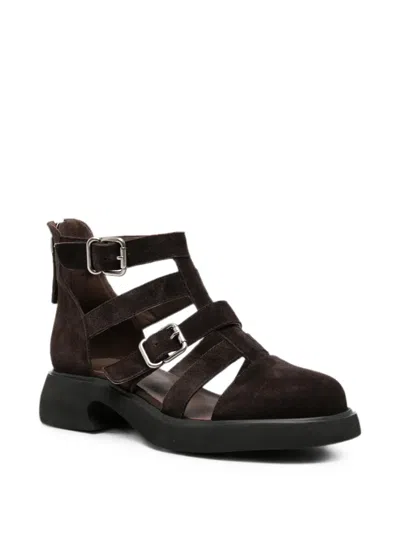 Sergio Moretti Firenze Buckle-fastening Cage Sandals In Brown