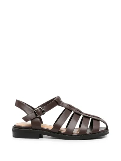 Sergio Moretti Firenze Buckle-fastening Cage Sandals In Brown