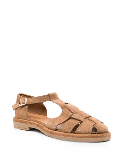 Sergio Moretti Firenze Buckle-fastening Cage Sandals In Brown