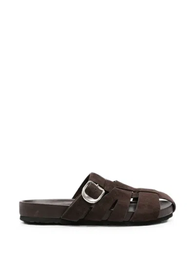 Sergio Moretti Firenze Buckle-fastening Caged Sandals In Brown
