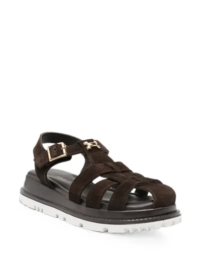 Sergio Moretti Firenze Buckle-fastening Caged Sandals In Brown