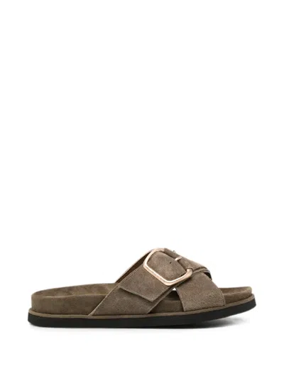 Sergio Moretti Firenze Buckle-fastening Crossover Sandals In Brown