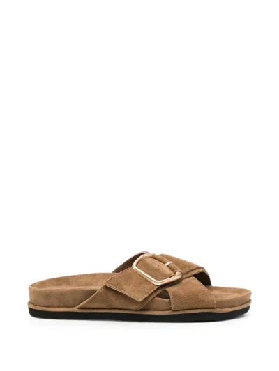 Sergio Moretti Firenze Buckle-fastening Crossover-strap Sandals In Brown