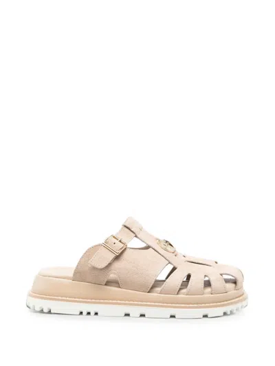 Sergio Moretti Firenze Buckle-fastening Cut-out Sandals In Neutral