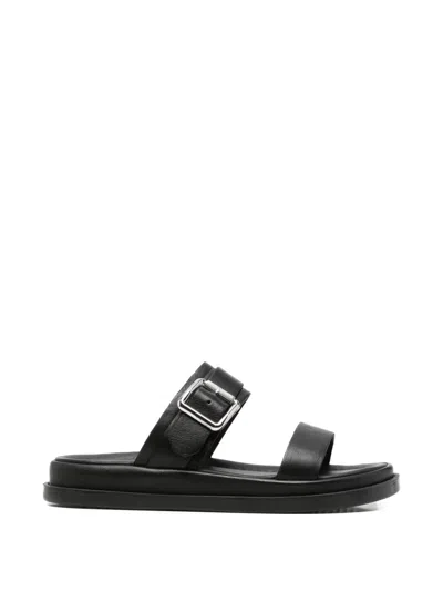 Sergio Moretti Firenze Buckle-fastening Leather Sandals In Black