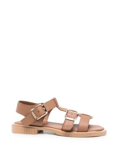 Sergio Moretti Firenze Buckle-fastening Leather Sandals In Brown