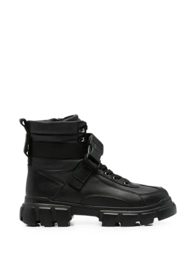 Sergio Moretti Firenze Buckle-fastening Panelled Ankle Boots In Black