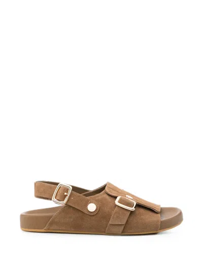 Sergio Moretti Firenze Buckle-fastening Slingback Sandals In Brown