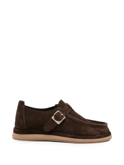 Sergio Moretti Firenze Buckle-fastening Suede Loafers In Brown