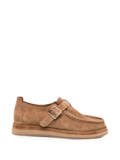 Sergio Moretti Firenze Buckle-fastening Suede Loafers In Brown