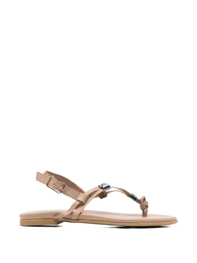 Sergio Moretti Firenze Buckle-fastening Thong Sandals In Brown