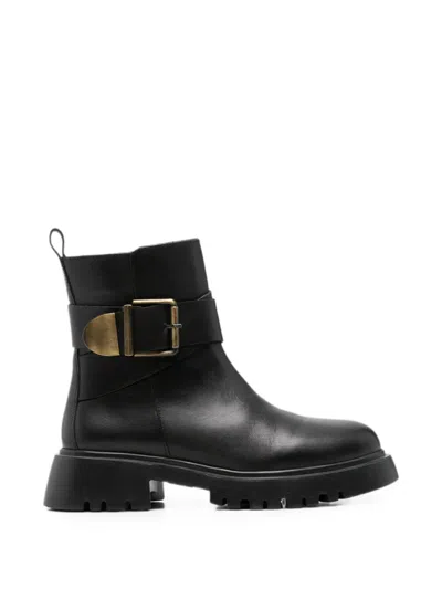 Sergio Moretti Firenze Buckle-strap Ankle Boots In Black