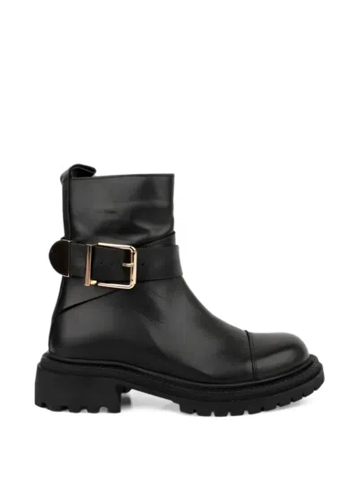 Sergio Moretti Firenze Buckle-strap Ankle Boots In Black