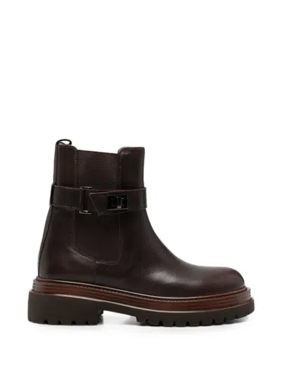 Sergio Moretti Firenze Buckle-strap Chelsea Boots In Brown