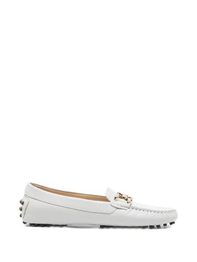 Sergio Moretti Firenze Chain-link Pebble-sole Loafers In Gray