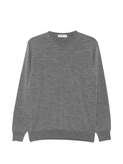 Sergio Moretti Firenze Crew Neck Ribbed-trim Sweater In Gray