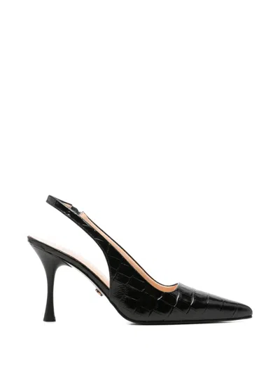 Sergio Moretti Firenze Croc-effect Slingback Pumps In Black