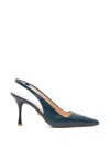 Sergio Moretti Firenze Croc-effect Slingback Pumps In Blue