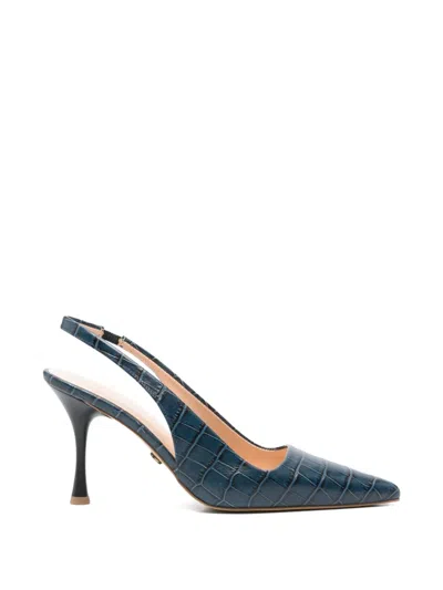 Sergio Moretti Firenze Croc-effect Slingback Pumps In Blue