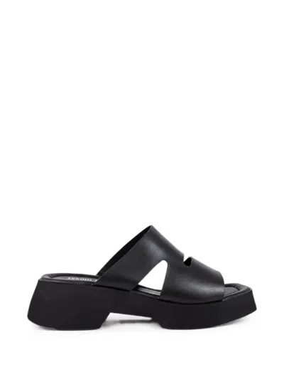 Sergio Moretti Firenze Cut-out Leather Slippers In Black