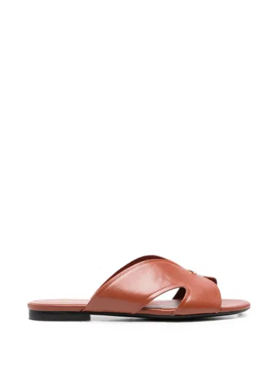 Sergio Moretti Firenze Cut-out Leather Slippers In Multi