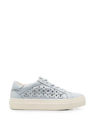 Sergio Moretti Firenze Cut-out Leather Sneakers In Blue