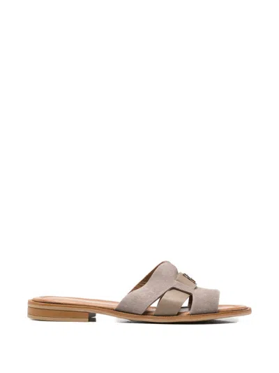Sergio Moretti Firenze Cut-out Logo-plaque Sandals In Brown