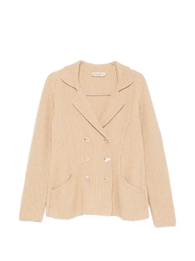 Sergio Moretti Firenze Double-breasted Ribbed-knit Sweater In Pink