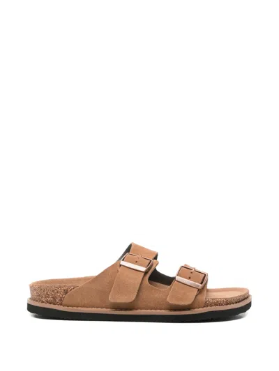 Sergio Moretti Firenze 더블 스트랩 샌들 In Brown