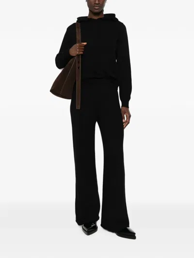 Sergio Moretti Firenze Fine-knit Wide-leg Trousers In Black