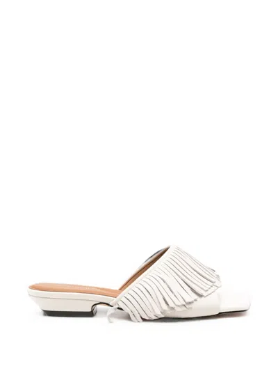Sergio Moretti Firenze Fringed Square-toe Sandals In White