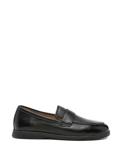 Sergio Moretti Firenze Grained Leather Loafers In Black