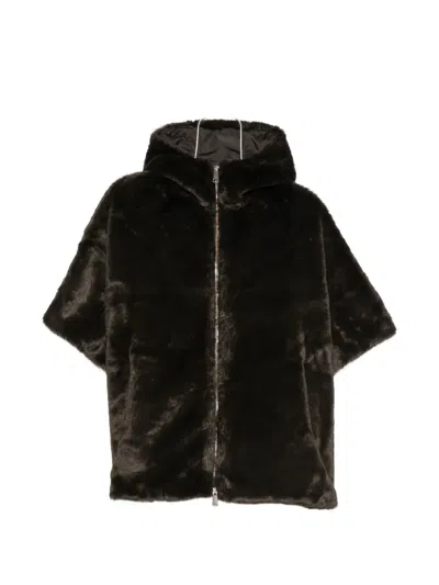 Sergio Moretti Firenze Hooded Faux-fur Jacket In Black