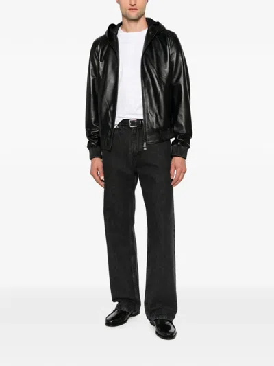 Sergio Moretti Firenze Hooded Leather Jacket In Black