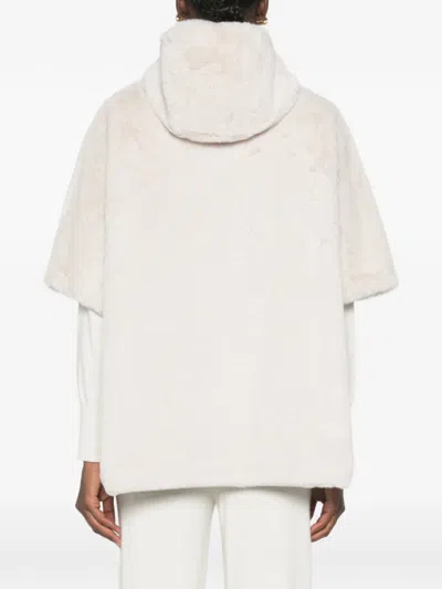 Sergio Moretti Firenze Hooded Short-sleeve Faux-fur Jacket In Neutral