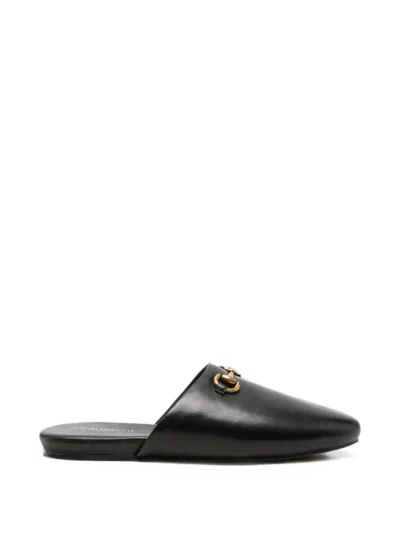 Sergio Moretti Firenze Horsebit Leather Mules In Black