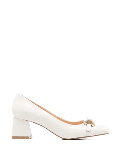 Sergio Moretti Firenze Horsebit-detail Square-toe Pumps In White