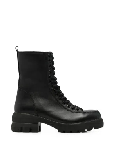 Sergio Moretti Firenze Lace-up Chunky-sole Ankle Boots In Black